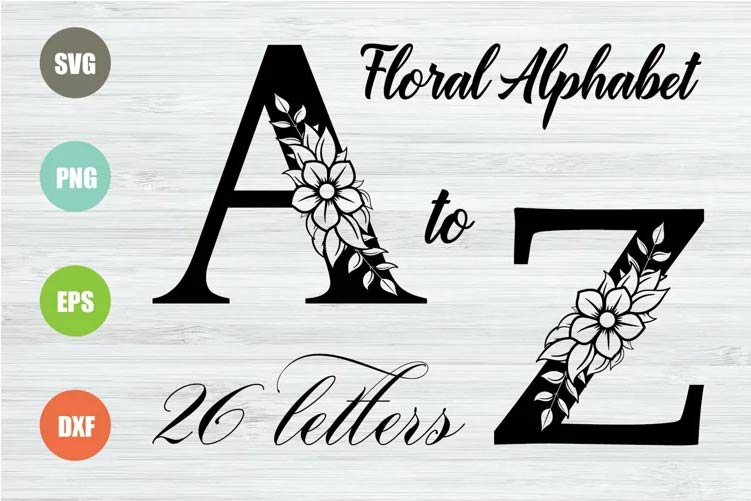 Floral Alphabet SVG, 26 Letters Floral Alphabet SVG, 26 Letters